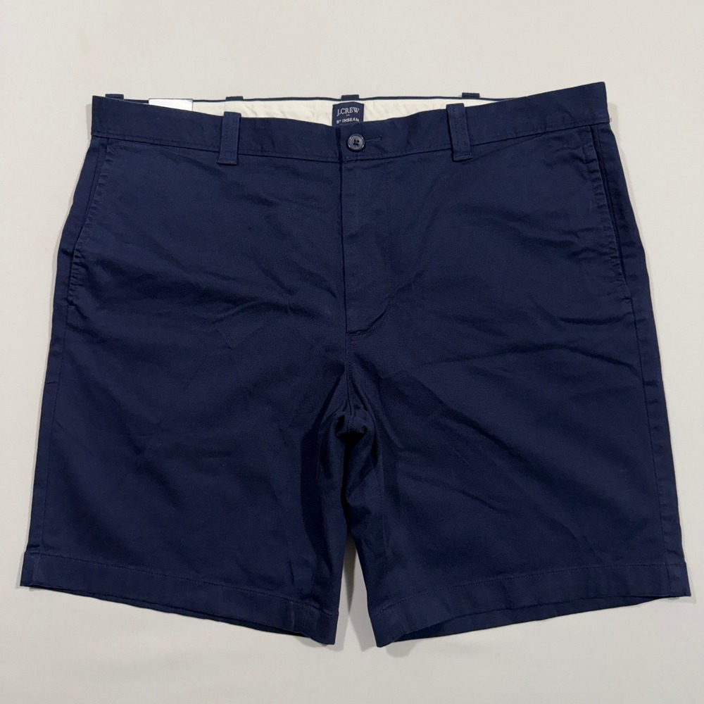J.Crew Chino Shorts Men's 38 Navy Blue 9 Inch Inseam Classic Preppy Casual Flat